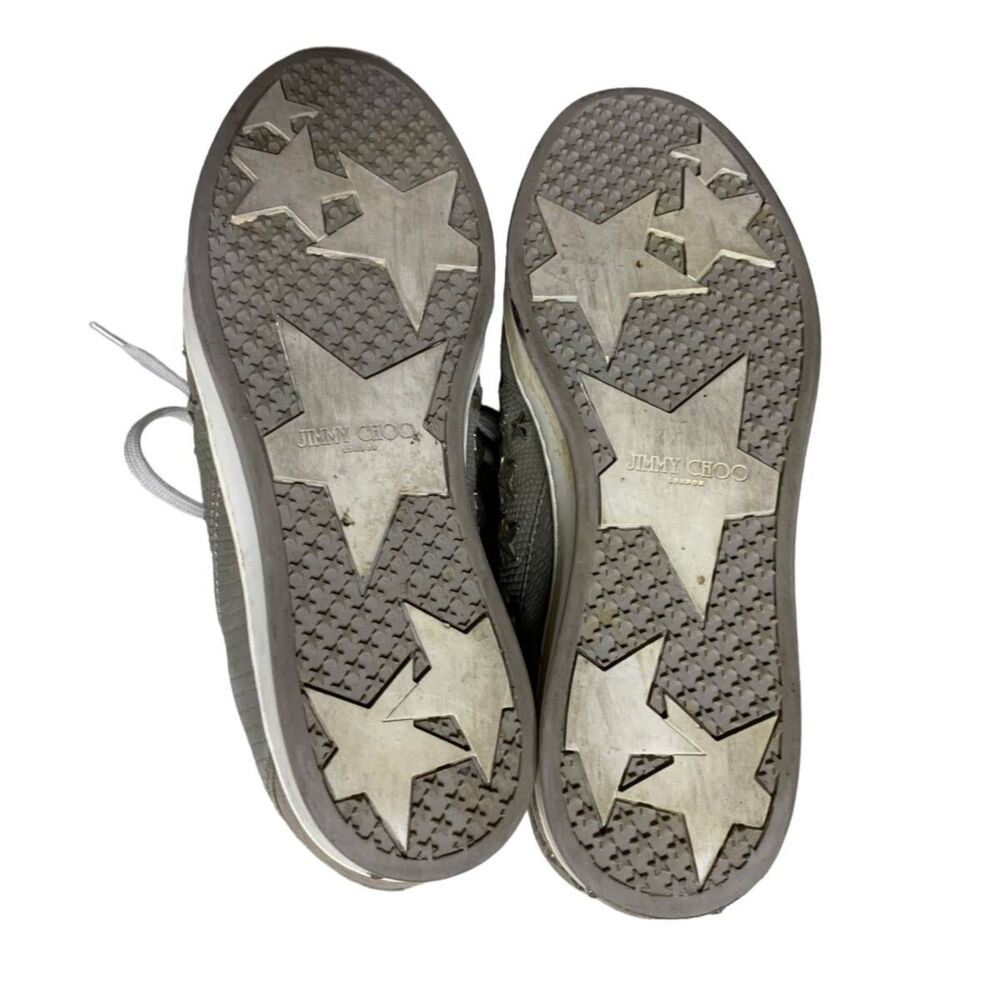 Jimmy Choo Tokyo Trainer Sneakers EU 35/US 5 Gray Star Studded High Top Italy - Picture 6 of 10